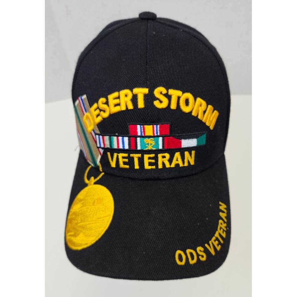 Desert Storm ODS Veteran Embroidered Black Baseball Hat Adjustable